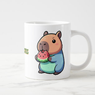 Grande Tasse Capybara Mignon Mangeant de la Pastèque