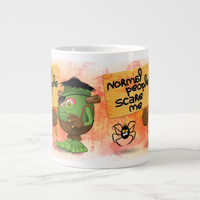 Grande Tasse Caractère Frankenstein de 'Normal People Scare Me' (Devant)