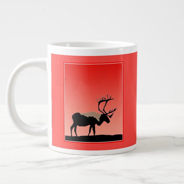 Grande Tasse Caribou au coucher du soleil - Art original de la  (Gauche)