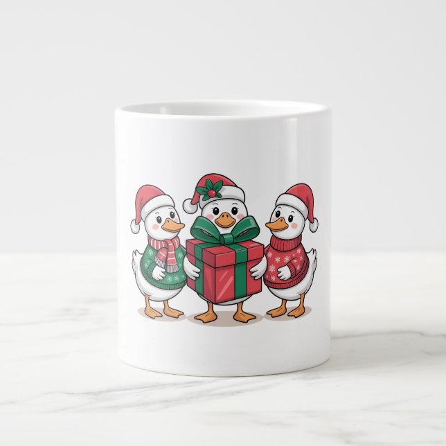 Grande Tasse Caricature de canards de Noël mignons Art-68105 (Devant)
