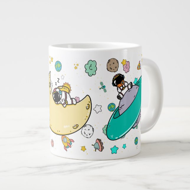 Grande Tasse Caricature spatiale astronaute (Devant droit)