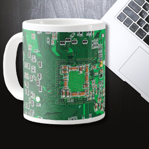 Grande Tasse Carte de circuit Geek d'ordinateur vert