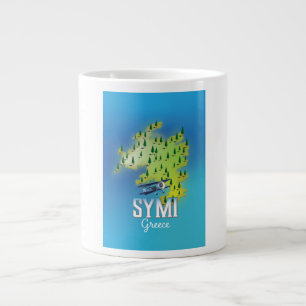 Grande Tasse Carte de l'île de Symi Grèce affiche de voyage.