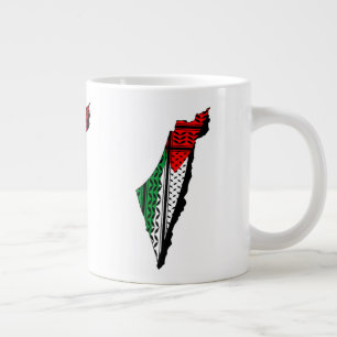 Grande Tasse Carte de Palestine avec drapeau et Motif Keffiyeg