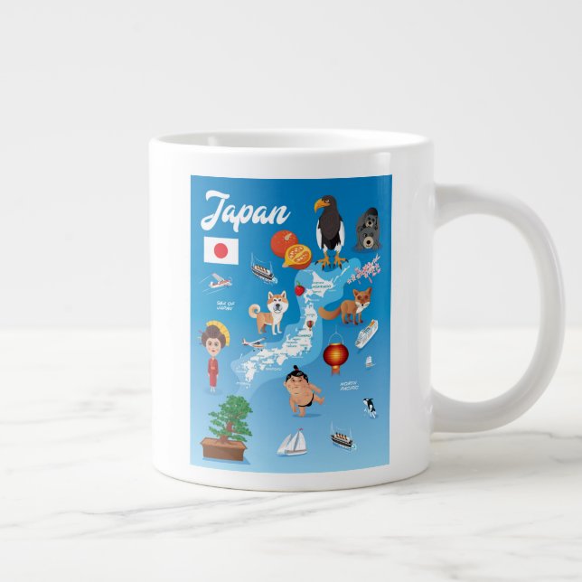 Grande Tasse Carte du Japon du dessin animé des enfants (Droite)