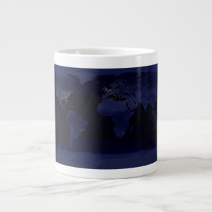 Grande Tasse Carte du monde de la Terre Ville Lumières de nuit