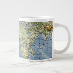 Grande Tasse Carte du monde montrant les hauteurs des profondeu