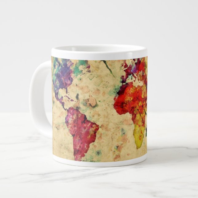 Grande Tasse Carte du monde Vintage (Devant gauche)