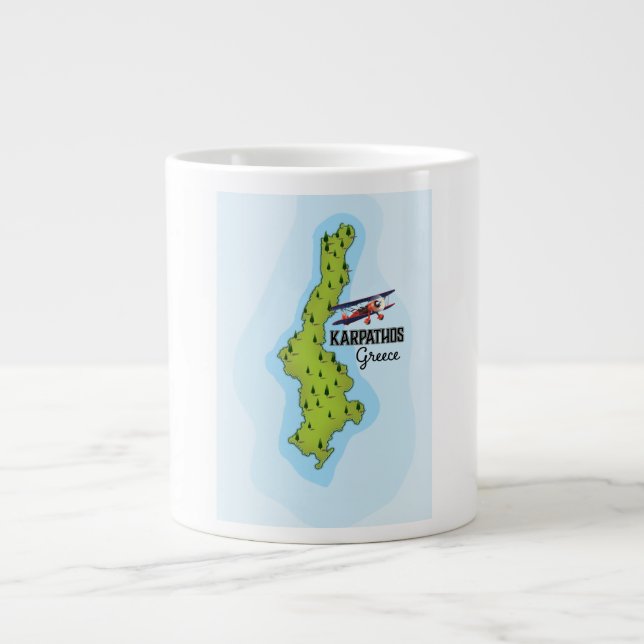 Grande Tasse Carte grecque Karpathos Affiche illustrée (Devant)