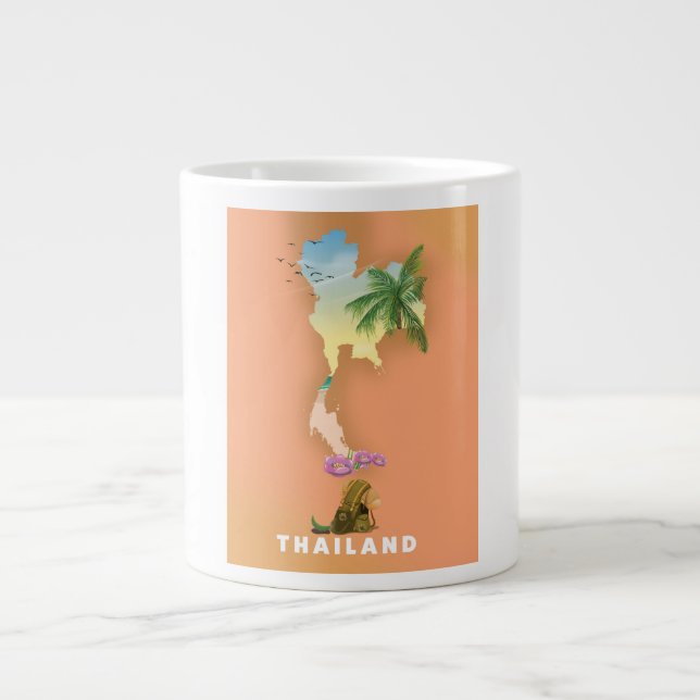 Grande Tasse Carte illustrée de Thaïlande (Devant)