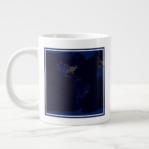Grande Tasse Carte Plate De La Terre Montrant Les Lumières De L