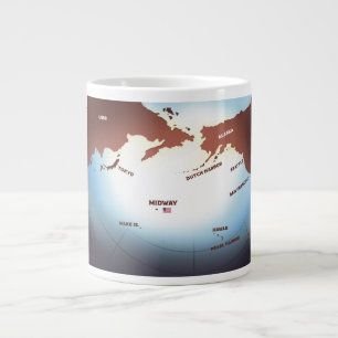 Grande Tasse Carte vintage de l'île de Midway style WW2