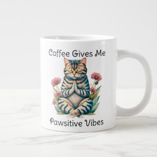 Grande Tasse Cat mignon Yoga Pose Méditation Drôle Citation Kit