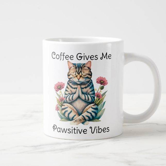 Grande Tasse Cat mignon Yoga Pose Méditation Drôle Citation Kit (Droite)