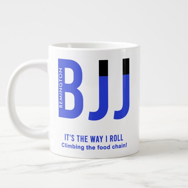 Grande Tasse Ceinture bleue personnalisée Classé BJJ Jiu Jitsu  (Gauche)