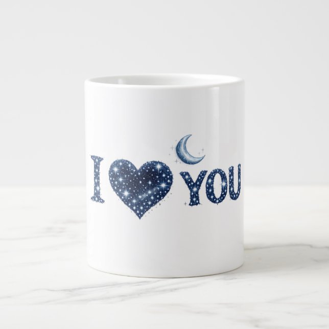 Grande Tasse Céleste Je T'Aime – Étoiles, Lune & Design en Form (Devant)