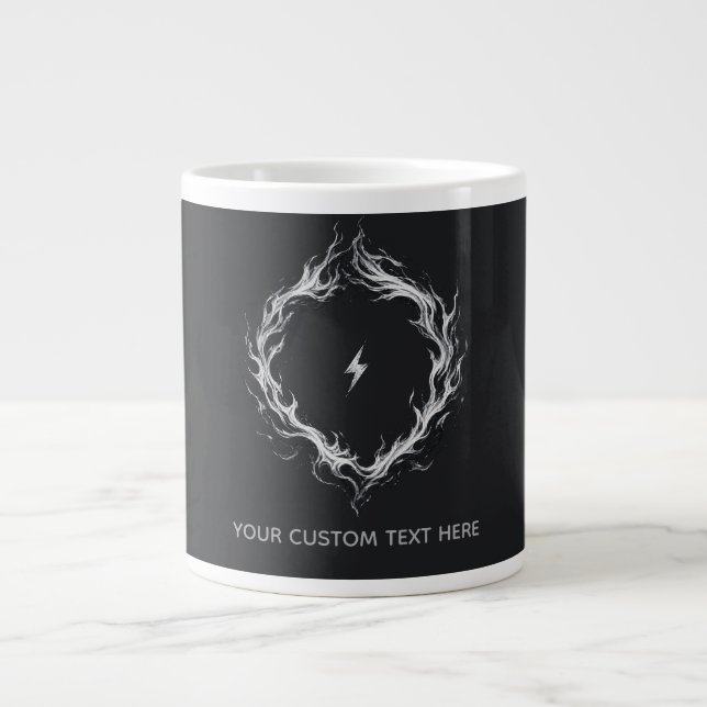 Grande Tasse Cercle d'énergie abstrait – Texte personnalisable (Devant)