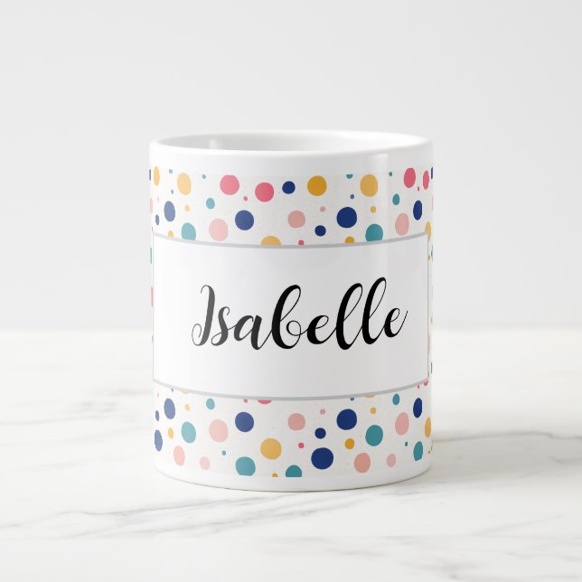 Grande Tasse cercles colorés motifs mignons pois (Devant)