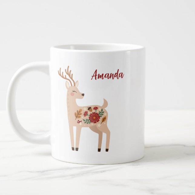 Grande Tasse Cerf forestier personnalisé (Gauche)