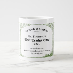 Grande Tasse Certificat d'excellence du meilleur enseignant