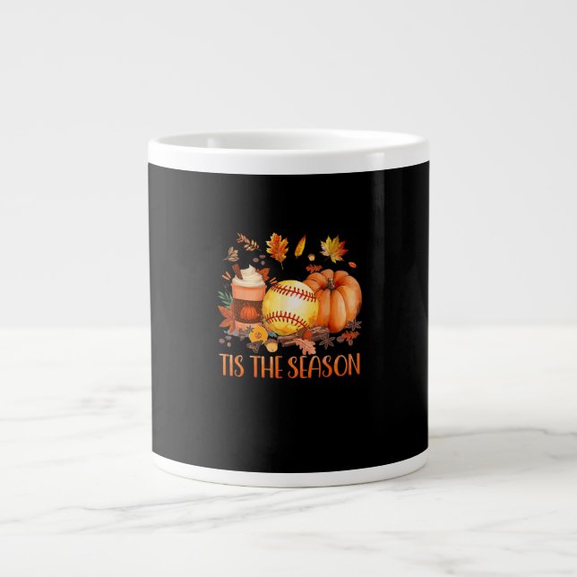 Grande Tasse C'Est La Saison Citrouille Leaf Latte Fall Softbal (Devant)