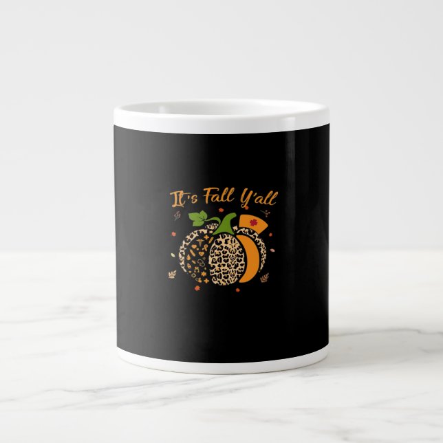 Grande Tasse C'est l'automne, Pumpkin Leopard Infirmière Hallow (Devant)