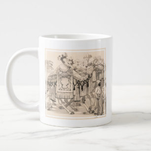 Grande Tasse Chameaux Marchant Habillés En Costume