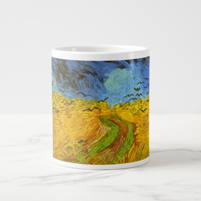 Grande Tasse Champ de blé avec corbeaux de Vincent van Gogh (Devant)