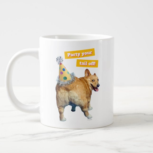Grande Tasse Chapeau d'anniversaire Corgi Butt (Gauche)
