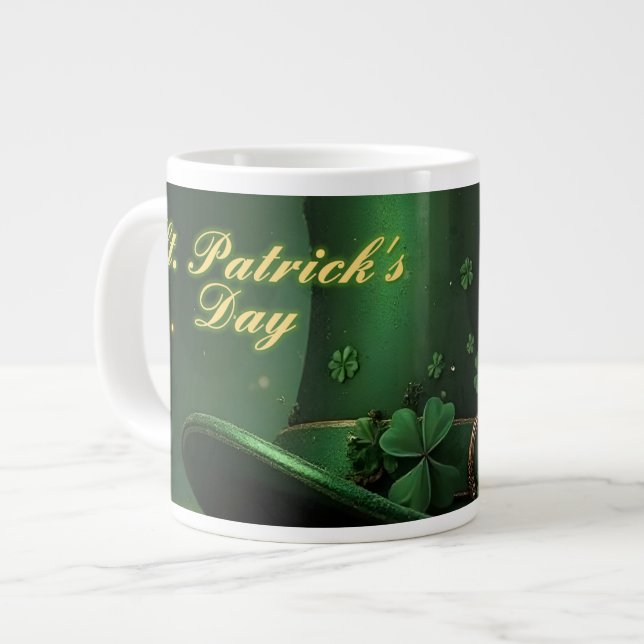 Grande Tasse Chapeau et motif de trèfle de la Saint-Patrick (Devant gauche)