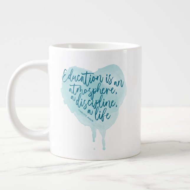 Grande Tasse Charlotte Mason Citation Blue Watercolor Homeschoo (Gauche)
