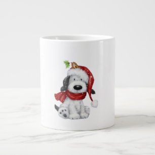 Grande Tasse Charmant chien de Noël avec chapeau de Père Noël &