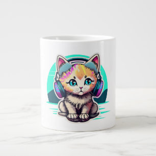Grande Tasse Chat bébé mignon avec casque