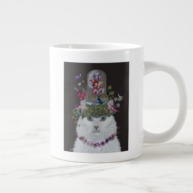 Grande Tasse Chat blanc avec cloche papillon (Droite)