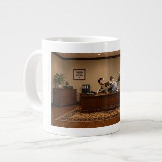 Grande Tasse Chat calico drôle renversant un vase | Chaos