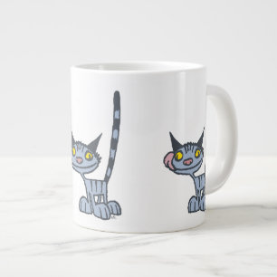 Grande Tasse Chat caricature gris cool
