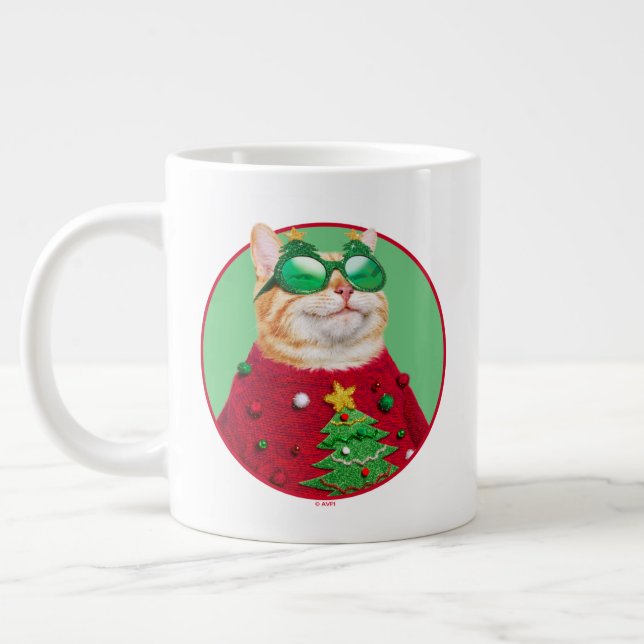 Grande Tasse Chat dans un pull de Noël (Gauche)