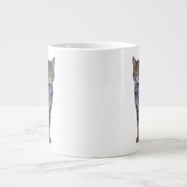Grande Tasse Chat de circuit cyberpunk - Bête de technologie né (Devant)