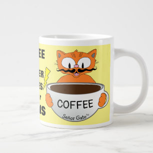 Grande Tasse Chat de dessin animé avec citation drôle