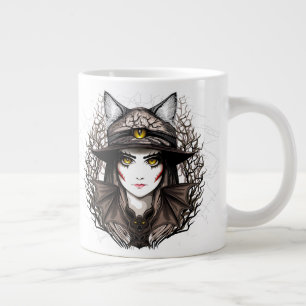 Grande Tasse Chat de sorcière Halloween Déplaisant Portrait mig