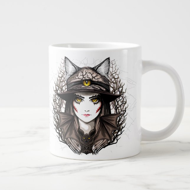 Grande Tasse Chat de sorcière Halloween Déplaisant Portrait mig (Droite)