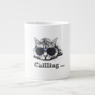 Grande Tasse Chat Drôle Chilling Avec De Mignonnes Lunettes De