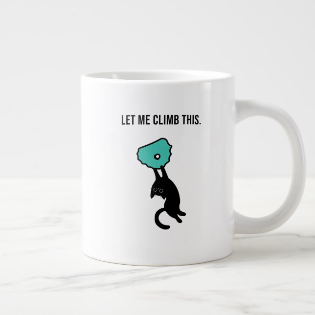 Grande Tasse Chat drôle qui grimpe saisit une prise de grimpe (Droite)