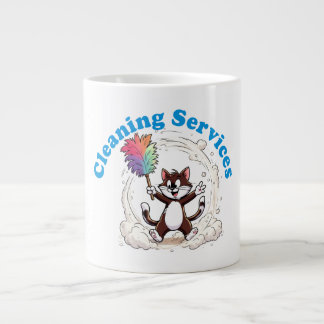 Grande Tasse Chat drôle se nettoyant avec une brosse à plumes c