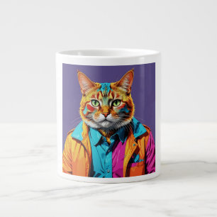Grande Tasse Chat élégant en Retro