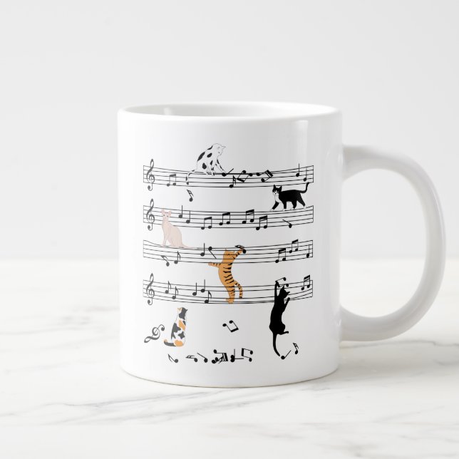 Grande Tasse Chat Jouer Note Musique, Naughty Cadeau Chat, Chat (Droite)
