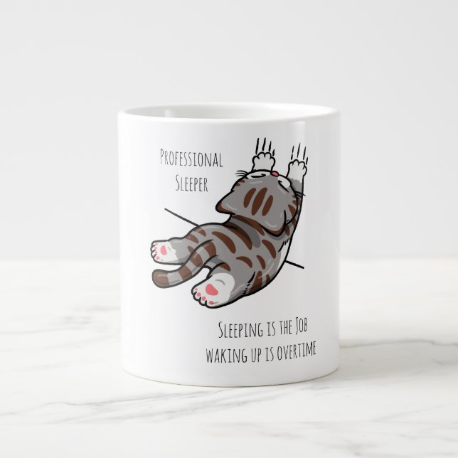 Grande Tasse Chat Mignon, Chat Drôle, Dormeur Professionnel (Devant)