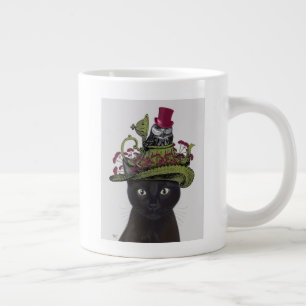 Grande Tasse Chat noir avec théière et hibou