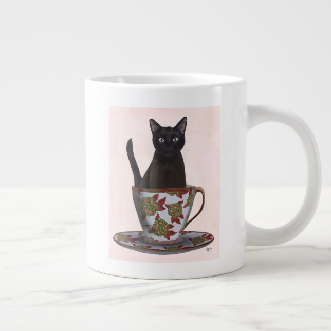 Grande Tasse Chat noir en Teacup (Droite)