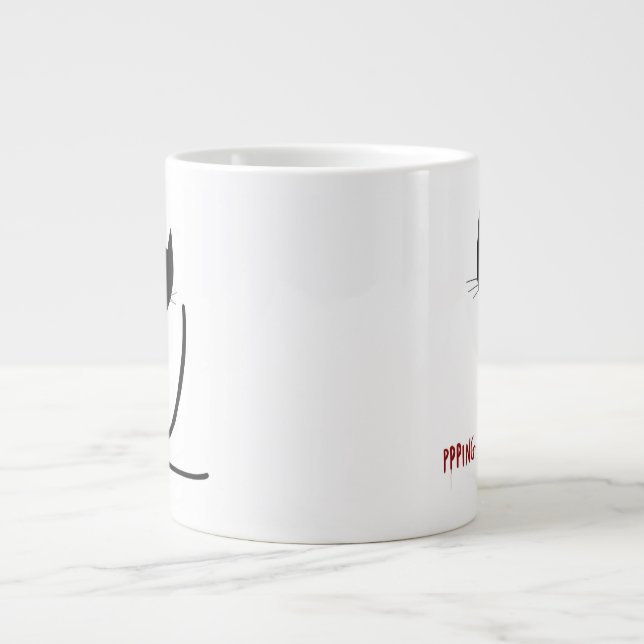 Grande Tasse Chat noir lunaire minimaliste (Devant)
